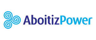 The AboitizPower wordmark in blue and teal, with three blue swirl symbols on the left