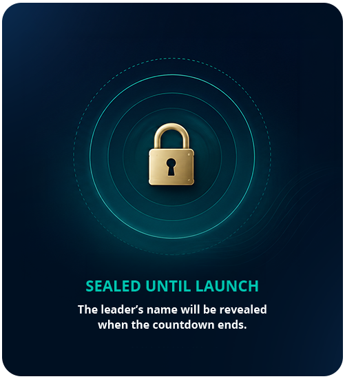 Sealed until launch. The leader's name will be revealed when the countdown ends.